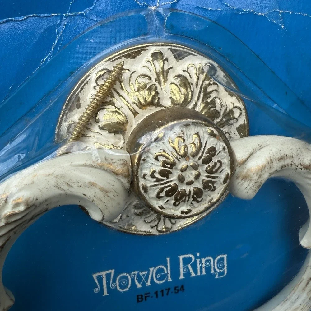 Kirsch Company Towel Ring Wall Mounted VTG White Gold BF11754 New Old Stock USA